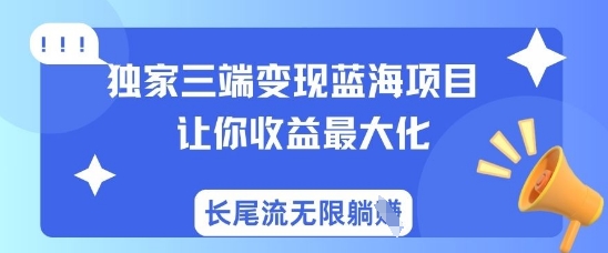独家三端变现蓝海项目，让你收益最大化，长尾流无限躺挣-墨尘项目社