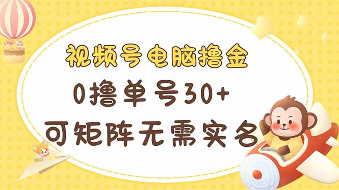 视频号电脑撸金 0撸单号30+ 可矩阵 无需实名多号多得-墨尘项目社
