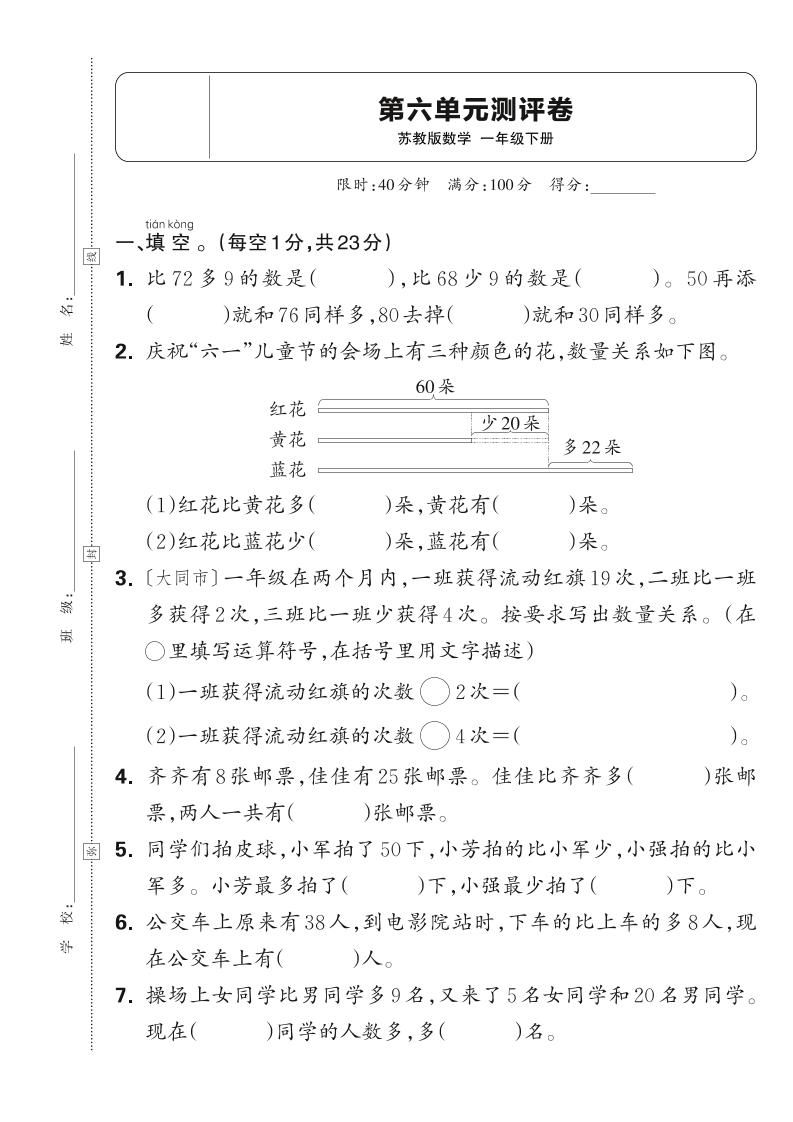 新一下苏教版数学第六单元测试卷（含答案）-墨尘项目社