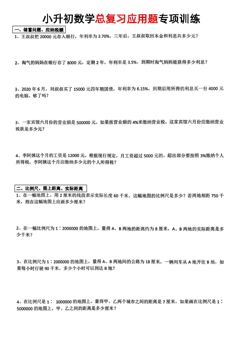 小升初数学【总复习应用题】-墨尘项目社
