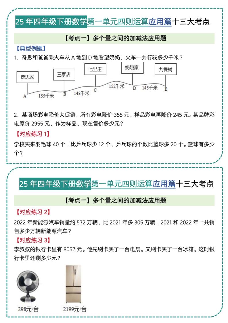 四年级下数学四则运算应用题篇十三大考点(5)-墨尘项目社