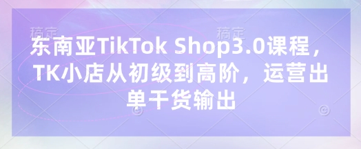 东南亚TikTok Shop3.0课程，TK小店​从初级到高阶，运营出单干货输出-墨尘项目社